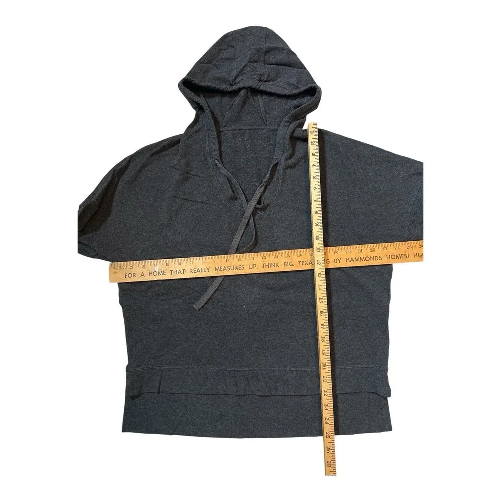 Alo Yoga Pullover‎ Hoodie Unisex Est XL Charcoal Gray Lace-Up Neck